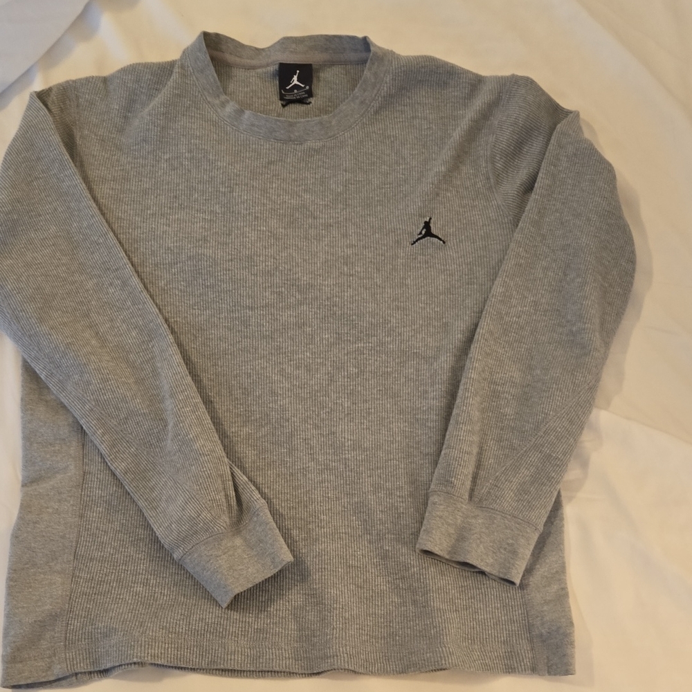 JORDAN Grey Long Sleeve Henley/Thermal Sz Large Good Condition